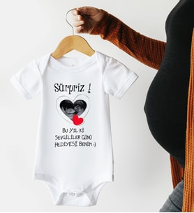 Sevgililer Günü Hediyesi Benim Kişiye Özel Fotoğraflı 14 Şubat Hediyesi Bebek Body Zıbın