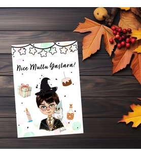 5'li Harry Potter Çizimli  Doğum Günü Tebrik Kartı Zarflı