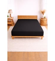 Bessy Penye Fitted Lastikli Çarşaf %100 Pamuk Kumaş TekÇift Kişilik Battal King Size (Siyah)