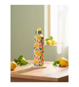 H2O Limon Desenli Kılıflı Cam Matara 500 ML
