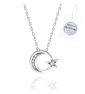 Swarovski Zirconia Taşlı Ay Yıldız Kolye