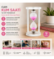 Orta Boy Cam Standlı Kum Saati - 12 cm Yükseklik - Dekoratif Süs Eşyası