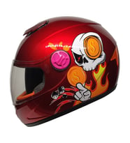 M201VR Skull Red Motosiklet Çocuk Kaskı Full Face Kids Kask