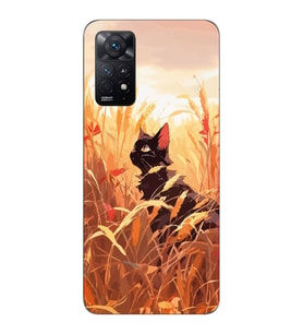 Redmi Note 12 Pro 4G Uyumlu Doğa ve Kedi Tasarımlı Şeffaf Telefon Kılıfı