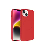 Apple iPhone 14 Uyumlu Kılıf M-safe Wireless Şarj Özellikli Pastel Renk Silikon Zore Plas Kapak (Kırmızı)