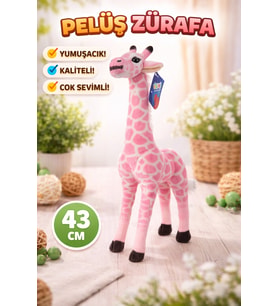 Peluş Zürafa 43 Cm  Yumuşak Dokulu Sevimli Oyuncak (Pembe)