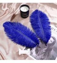 3 ADET BÜYÜK BOY 35 CM KOYU MAVİ DEVE KUŞU TÜYÜ DARK BLUE OSTRICH FEATHER DEKOR KOYU MAVİ KUŞ TÜYÜ