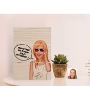BK Gift Kişiye Özel Kadın Kolay Yetişmiyor Karikatürlü Otantik Masaüstü Ahşap Palet Çerçeve-4 (Beyaz)