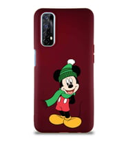 Realme 7 Soft Premier Kapak Mickey Mouse-G Tasarımlı Silikon Kılıf - Mürdüm (Şeffaf)