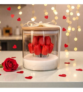 Mumelia Candles Kırmızı Lale - Doğal Soya Cam Kavanoz Tasarım Mum