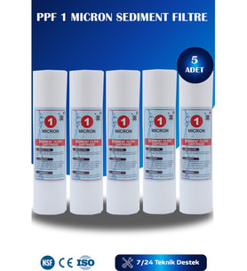 Açık Kasa Su Arıtma Cihazı Uyumlu 10'' Inch 1 Mikron Sediment Spun Filtre ( 5 Adet )