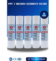 Açık Kasa Su Arıtma Cihazı Uyumlu 10'' Inch 1 Mikron Sediment Spun Filtre ( 5 Adet )