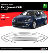 Opel Astra Uyumlu J Hatchback Krom Cam Çerçeve Seti 12 Parça 2010 Üzeri (Bütün-Formlu) (Karışık)