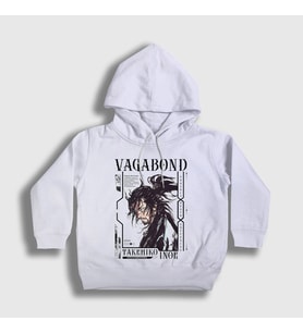 Presmono Unisex Çocuk Beyaz Musashi Miyamoto Manga Vagabond Kapüşonlu Sweatshirt 492298tt