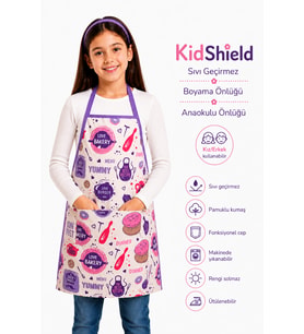 KidShield Sıvı Geçirmez Boyama Önlüğü Anaokulu Önlüğü Sıvı Geçirmez Resim Önlüğü