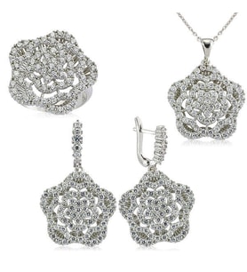 Zirkon Taşlı 925 Ayar Gümüş Kadın Set