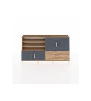 Arges Konsol 5 Raflı Tek Çekmeceli 4 Kapaklı 176x30x99 Çam-Antrasit/Çam