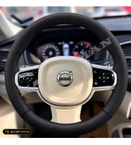 Volvo V60-V60 Cross Country Dikme Direksiyon Kılıfı Premium Komple Delikli Deri Siyah Dikiş 2018-2026