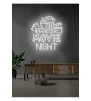 MOVIE NIGHT Yazılı ve Şekilli Neon Tabela