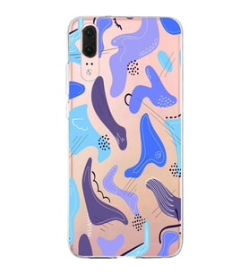 Huawei P20 Uyumlu Kapak Abstrackt Tasarımlı Şeffaf Silikon Kılıf