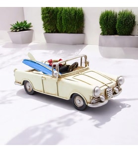 Nostaljik Dekoratif Metal Chevrolet Araba Sörflü C1635 (Beyaz)