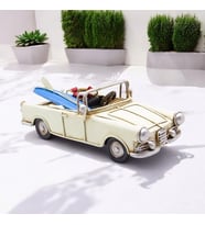 Nostaljik Dekoratif Metal Chevrolet Araba Sörflü C1635 (Beyaz)