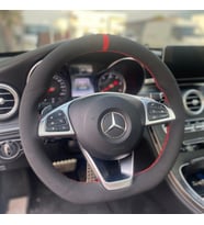 DİKİŞLİ DİREKSİYON KILIFI NUBUK  DERİ KIRMIZI YÜZÜK/DİKİŞ MERCEDES  İÇİN