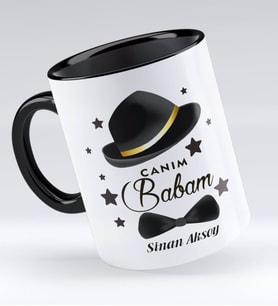 BK Gift Kişiye Özel Canım Babam Tasarımlı Siyah Kupa Bardak - Model 3