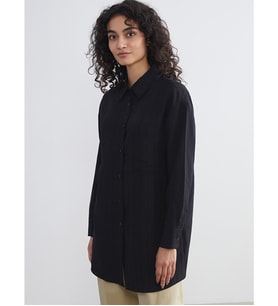 LCW Modest Siyah Loose Fit Kadın Gömlek Tunik