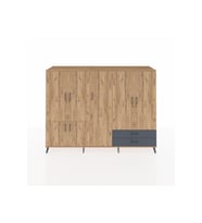 Hyperion Dolap 12 Raflı 2 Çekmeceli 7 Kapaklı 220x44x163 Çam-Çam/Antrasit