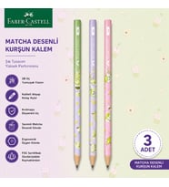 Faber-Castell Matcha Desenli Kurşun Kalem 3 Adet 2B Yuvarlak Gövde