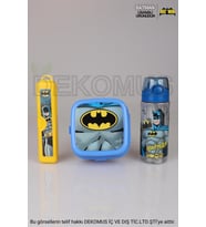 YENİ SEZON LİSANSLI BATMAN YEMEK SETİ BESLENME KABI,DİŞ FIRÇASI KUTUSU VE TRITAN MATARA 3'LÜSÜ