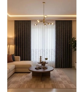 NİVEMESHOME MAYIS 1-027P YARI DESEN EKRU 1/2,5 PİLELİ TÜL PERDE