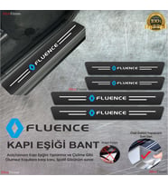 Renault Fluance Logolu Karbon Kapı Eşiği Koruyucu Suni Deri 4'lü Set