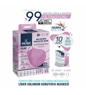 Musk FFP2/N95 Maske Lila Renk 10 Adet