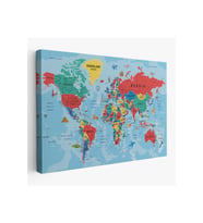 Dünya Haritası Kanvas Tablo Son Derece Detaylı Dekoratif Okyanuslu-2021