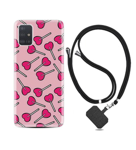 Samsung a71 A72 A73 A7 A9 2018 C7 C9 Kılıf Boyun Askılı Silikon Heart Lollipop 1414