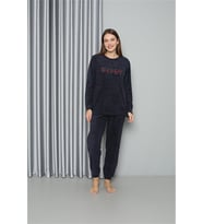 Akbeniz Welsoft Polar Kadın Pijama Takımı 8517 (Lacivert)