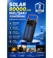 80000 mAh Yüksek Kapasiteli Solar Powerbank Dijital Göstergeli