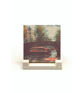 Amsterdam Görseli Baskılı Taş Masaüstlük 10X10