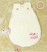 Baskılı Peluş Bebek Uyku Tulumu (Krem)