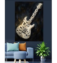 Müzik Yazılı Klasik Gitar Sanatı Dekoratif Kanvas - Mdf Ahşap Tablo