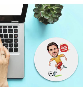Kişiye Özel Futbol Sever Erkek Karikatürlü Mousepad