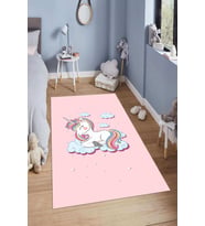 Dijital Baskılı Kaymaz Taban Yıkanabilir Kolay Temizlenir Modern Çocuk Odası Halısı NDÇ-HT-907 (Pembe)