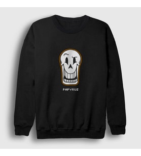 Presmono Unisex Siyah Face Papyrus Undertale Sweatshirt 31980tt