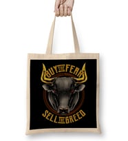 Buy The Fear Sell The Greed Bull Stock Market Bez Çanta Uzun Saplı