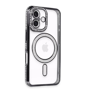 Apple İphone 16 Kılıf Joke Simli Magneticsafe Kılıf - Siyah