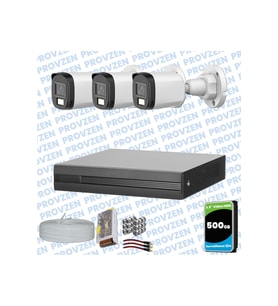 Provzen Dahua 3 Kameralı Full HD Fullcolor Mikrofonlu Güvenlik Kamerası