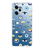 PrintiFy Xiaomi Redmi Note 12 Pro 5G ile Uyumlu 1mm Slim Fit Nazar Boncuğu 2 Baskılı Şeffaf  Kılıf