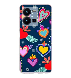 PrintiFy Vivo Y35 ile Uyumlu Retro Color 3  Kamera Korumalı Şeffaf  Kılıf